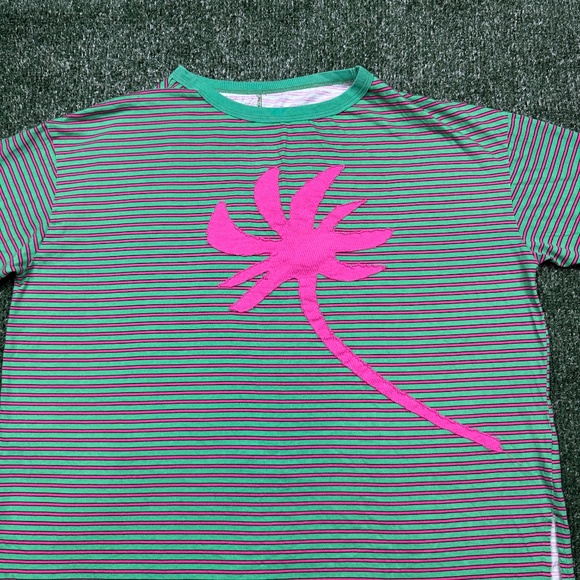 Ragabond Studio T Shirt Women's Size M Green Short Sleeve Striped - Picture 3 of 7